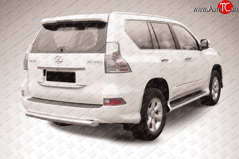 20 899 р. Защита заднего бампера из короткой трубы диаметром 76 мм Slitkoff  Lexus GX460  J150 (2013-2022) 1-ый рестайлинг, 2-ой рестайлинг (Нержавейка, Полированная)  с доставкой в г. Воронеж