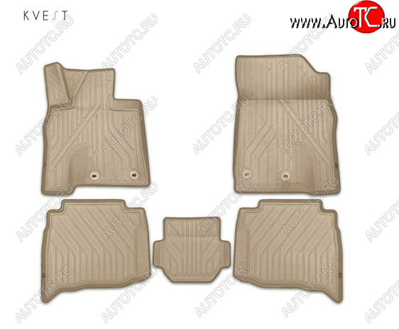 8 449 р. Комплект ковриков салона Kvest  Lexus GX460  J150 (2013-2022) 1-ый рестайлинг, 2-ой рестайлинг (Бежевые, бежевая окантовка)  с доставкой в г. Воронеж