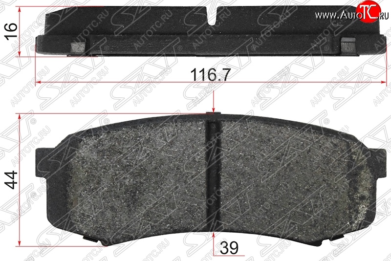 929 р. Колодки тормозные SAT (задние, 116.7x44x16 mm)  Lexus GX460  J150 (2009-2022), Lexus GX470  J120 (2002-2007), Toyota Land Cruiser ( 80,  J105,  200) (1989-2012), Toyota Land Cruiser Prado ( J120,  J150) (2002-2017)  с доставкой в г. Воронеж