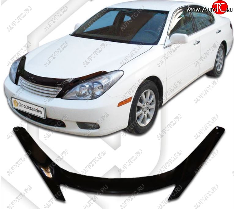2 199 р. Дефлектор капота CA-Plastiс exclusive  Lexus ES300  XV30 (2001-2003) дорестайлинг (Classic черный, Без надписи)  с доставкой в г. Воронеж