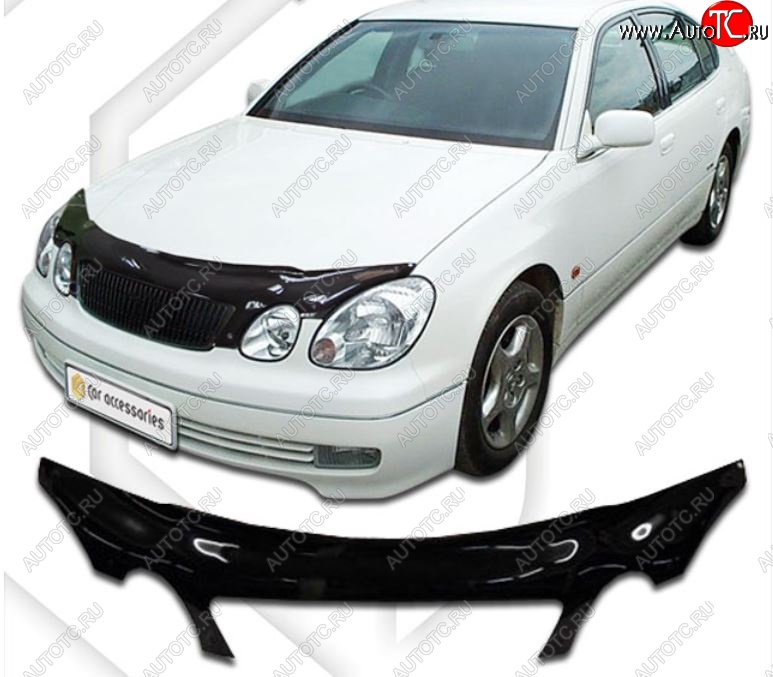 2 599 р. Дефлектор капота CA-Plastiс exclusive  Lexus GS300  S160 (1997-2001) дорестайлинг (серия Classic черный, Без надписи)  с доставкой в г. Воронеж