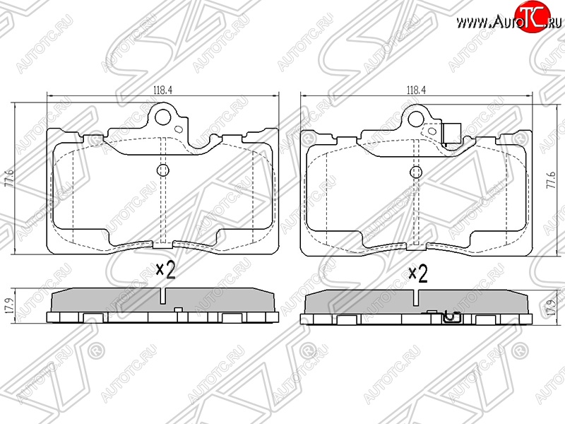 1 199 р. Колодки тормозные SAT (передние)  Lexus GS300  S190 (2005-2006) дорестайлинг  с доставкой в г. Воронеж