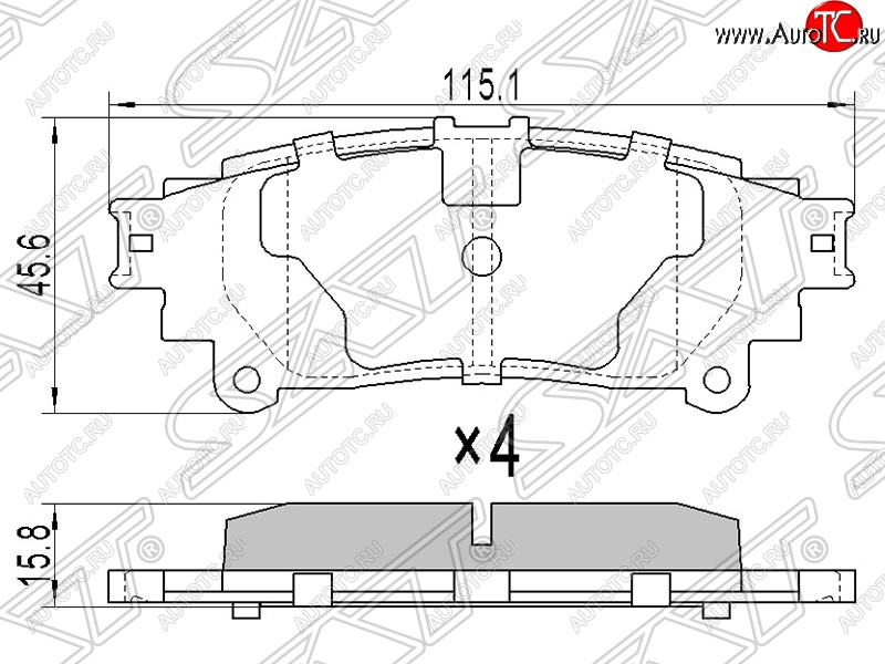 719 р. Колодки тормозные SAT (задние)  Lexus RX350 ( XU30,  AL10,  AL20) (2003-2019), Lexus RX450H  AL10 (2009-2012), Toyota Highlander  XU50 (2013-2020)  с доставкой в г. Воронеж