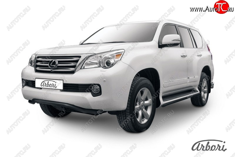 9 269 р. Защита переднего бампера Arbori (волна, черная, 1 труба d57 mm). Lexus GX460 J150 дорестайлинг (2009-2013)  с доставкой в г. Воронеж