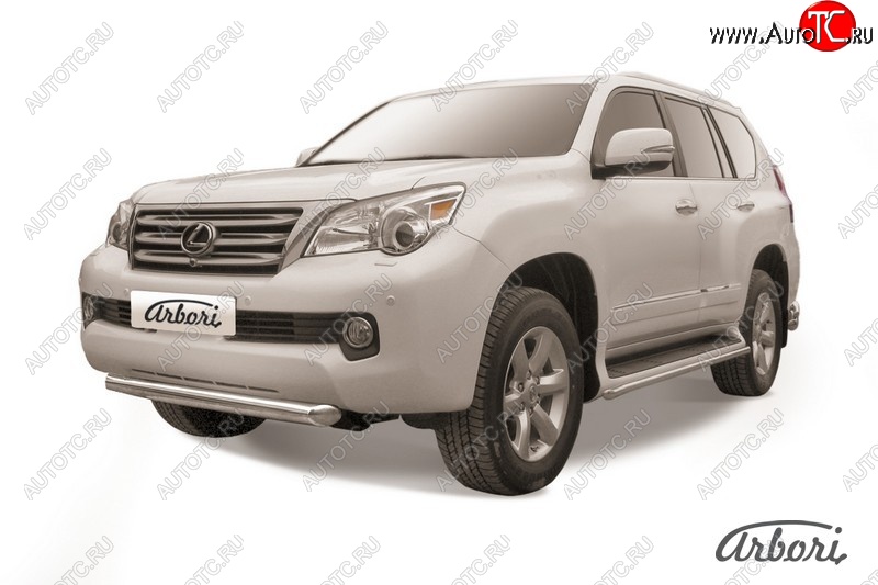 12 329 р. Защита переднего бампера Arbori (черная, 1 труба d76 mm). Lexus GX460 J150 дорестайлинг (2009-2013)  с доставкой в г. Воронеж
