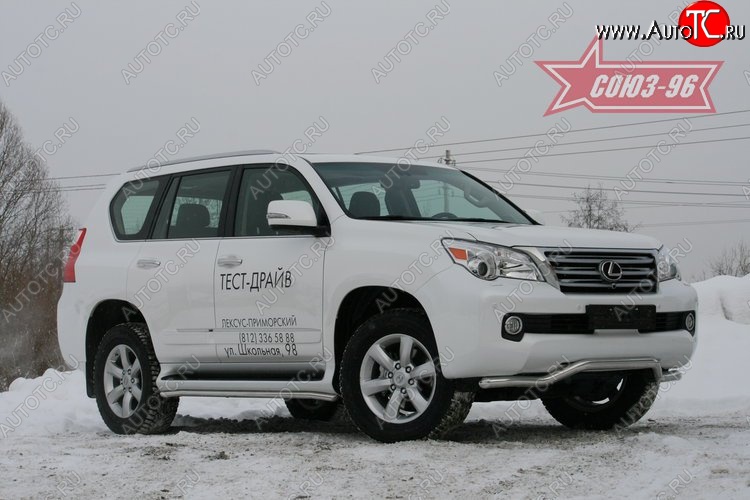 18 359 р. Защита переднего бампера одинарная Souz-96 (d60). Lexus GX460 J150 дорестайлинг (2009-2013)  с доставкой в г. Воронеж