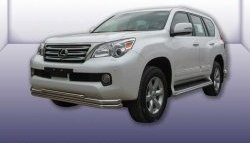 Тройная защита переднего бампера из труб диаметрами по 57 и 42 мм Slitkoff Lexus GX460 J150 дорестайлинг (2009-2013)