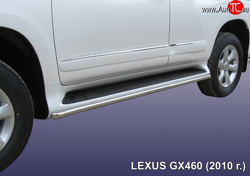 15 699 р. Защита штатных порогов из круглой трубы диаметром 42 мм Slitkoff  Lexus GX460  J150 (2009-2013) дорестайлинг (Нержавейка, Полированная)  с доставкой в г. Воронеж