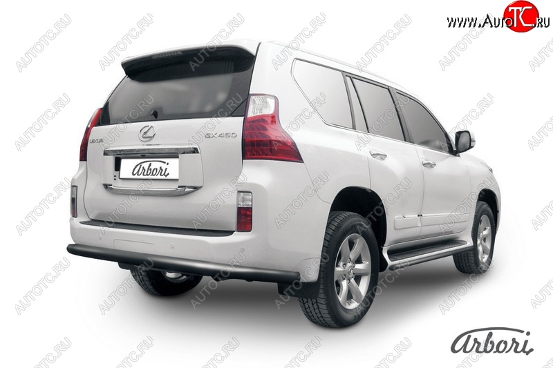 11 789 р. Защита заднего бампера Arbori (черная, 1 труба d76 mm).  Lexus GX460  J150 (2009-2013) дорестайлинг  с доставкой в г. Воронеж