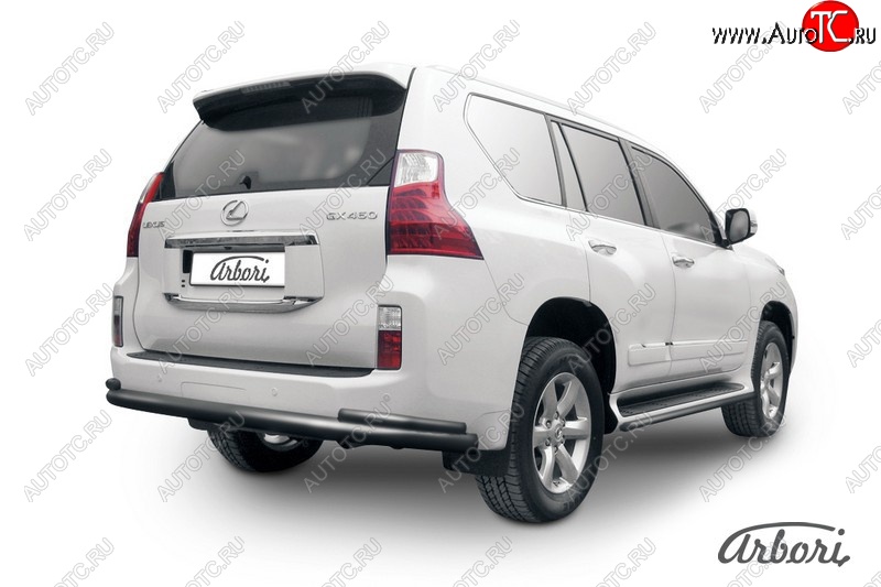 13 499 р. Защита заднего бампера Arbori (черная, 2 трубы d76 и 42 mm).  Lexus GX460  J150 (2009-2013) дорестайлинг  с доставкой в г. Воронеж