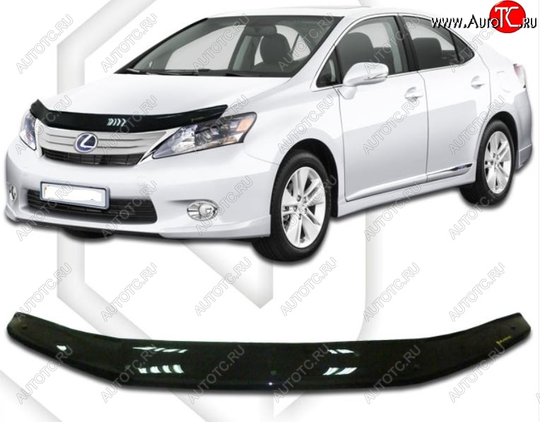 1 899 р. Дефлектор капота CA-Plastiс Lexus HS250h F10 дорестайлинг (2009-2013) (Classic черный, Без надписи)  с доставкой в г. Воронеж