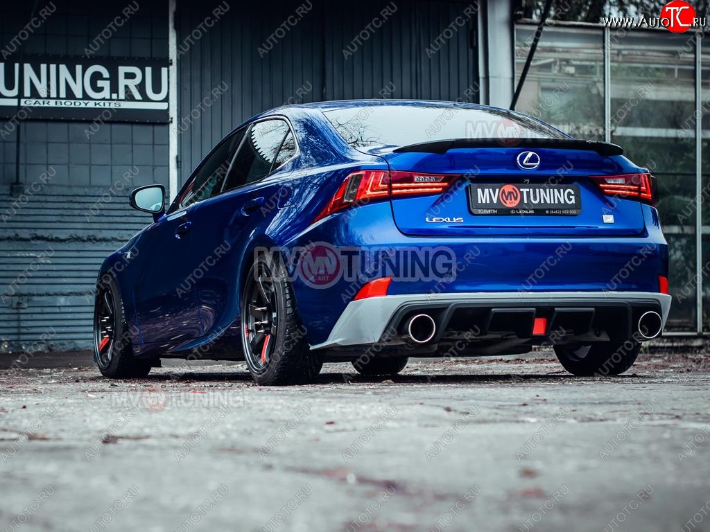 16 499 р. Диффузор заднего бампера MV tuning (со стоп сигналом и килями)  Lexus IS250  XE30 седан (2013-2016) дорестайлинг (Неокрашенный)  с доставкой в г. Воронеж