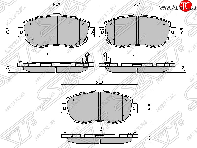 1 369 р. Колодки тормозные SAT (передние) Toyota Altezza (1998-2005)  с доставкой в г. Воронеж