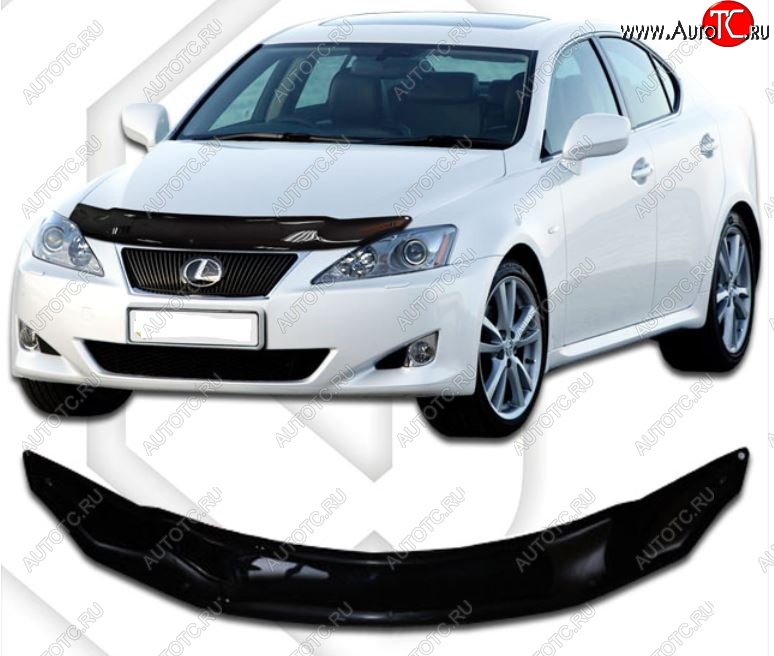 2 079 р. Дефлектор капота CA-Plastic  Lexus IS250  XE20 (2005-2013) седан дорестайлинг (Classic черный, Без надписи)  с доставкой в г. Воронеж