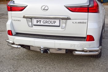 18 929 р. Фаркоп PT GROUP /съемный квадрат/ с НЕРЖ накладкой TOYOTA LC 200 2007-/ LEXUS LX 2016-2021 ) Toyota Land Cruiser 200 2-ой рестайлинг (2015-2021)  с доставкой в г. Воронеж. Увеличить фотографию 4