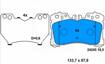 13 349 р. Комплект передних тормозных колодок Toyota (дисковые)  Lexus LS600HL  XF40 (2006-2009) дорестайлинг  с доставкой в г. Воронеж. Увеличить фотографию 1