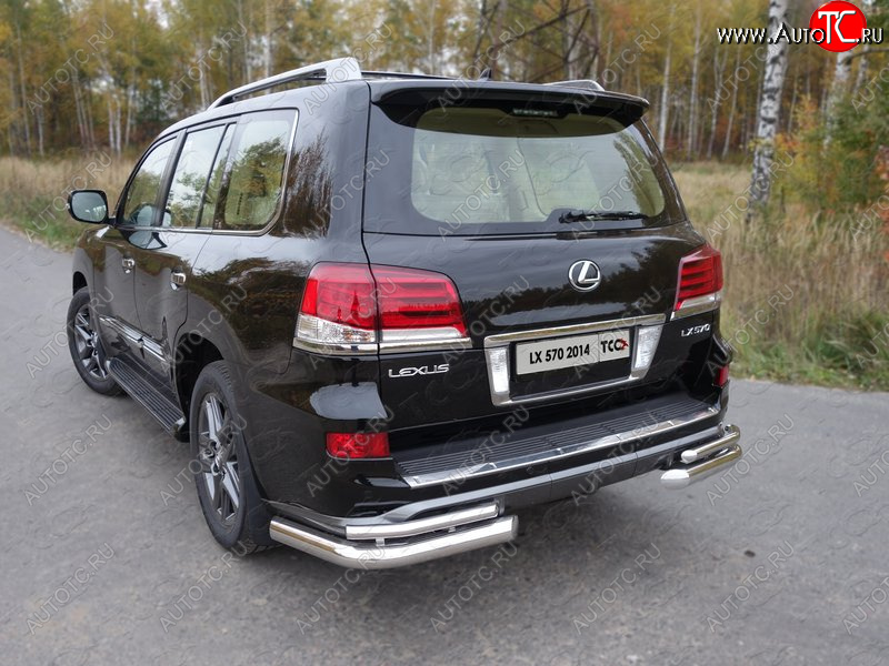 29 449 р. Защита заднего бампера (уголки двойные) Sport ТСС 76,1/42,4 мм Lexus LX570 J200 1-ый рестайлинг (2012-2015)  с доставкой в г. Воронеж