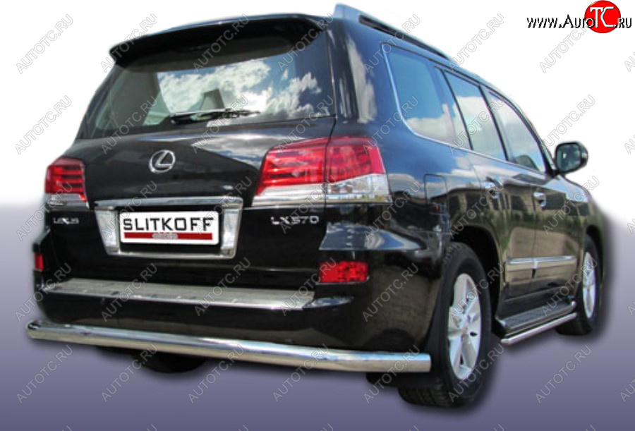 21 649 р. Защита заднего бампера Slitkoff (Ø 76 мм)  Lexus LX570  J200 (2012-2015) 1-ый рестайлинг (Нержавеющая сталь)  с доставкой в г. Воронеж