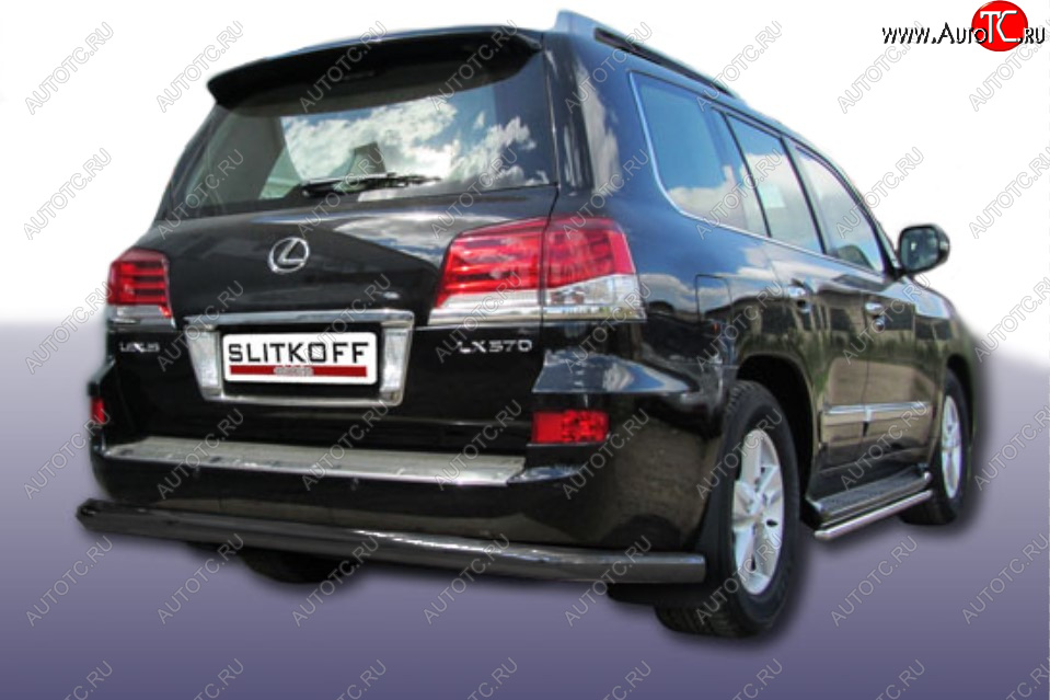 16 849 р. Защита заднего бампера Slitkoff (Ø 76 мм)  Lexus LX570  J200 (2012-2015) 1-ый рестайлинг (Сталь с полимерным покрытием. Цвет: черный)  с доставкой в г. Воронеж