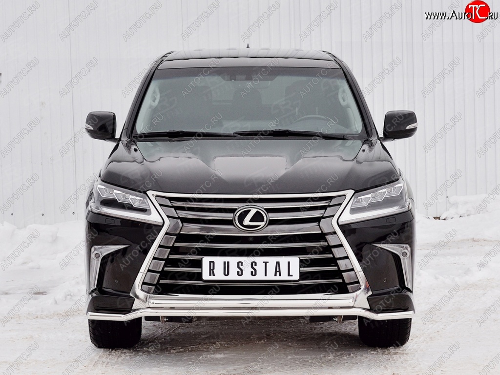 20 199 р. Защита переднего бампера (2 трубы Ø42 мм, нержавейка) Petroil Tuning Lexus LX450d J200 2-ой рестайлинг (2015-2022)  с доставкой в г. Воронеж