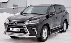 20 999 р. Защита переднего бампера (2 трубыØ63 и 42 мм, нержавейка) SLITKOFF Lexus LX450d J200 2-ой рестайлинг (2015-2022)  с доставкой в г. Воронеж. Увеличить фотографию 2