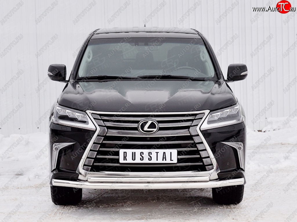 20 999 р. Защита переднего бампера (2 трубыØ63 и 42 мм, нержавейка) SLITKOFF Lexus LX450d J200 2-ой рестайлинг (2015-2022)  с доставкой в г. Воронеж