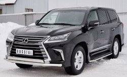 16 449 р. Защита переднего бампера (2 трубыØ63 и 75х42 мм, нержавейка) Russtal Lexus LX450d J200 2-ой рестайлинг (2015-2022)  с доставкой в г. Воронеж. Увеличить фотографию 2