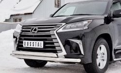 16 449 р. Защита переднего бампера (2 трубыØ63 и 75х42 мм, нержавейка) Russtal Lexus LX450d J200 2-ой рестайлинг (2015-2022)  с доставкой в г. Воронеж. Увеличить фотографию 4