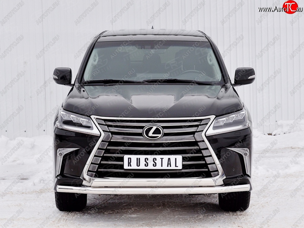 16 449 р. Защита переднего бампера (2 трубыØ63 и 75х42 мм, нержавейка) Russtal Lexus LX450d J200 2-ой рестайлинг (2015-2022)  с доставкой в г. Воронеж