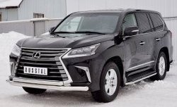 23 999 р. Защита переднего бампера (2 трубыØ76 и 63 мм, нержавейка) SLITKOFF Lexus LX450d J200 2-ой рестайлинг (2015-2022)  с доставкой в г. Воронеж. Увеличить фотографию 2