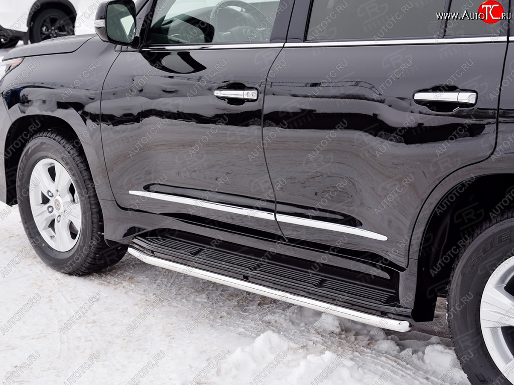 14 999 р. Защита порогов из круглой трубы диаметром 42 мм SLITKOFF Lexus LX450d J200 2-ой рестайлинг (2015-2022)  с доставкой в г. Воронеж