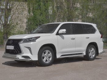 15 899 р. Защита переднего бампера (2 трубы Ø63 и 75х42 мм, нержавейка, TRD Superior) Russtal Lexus LX450d J200 2-ой рестайлинг (2015-2022)  с доставкой в г. Воронеж. Увеличить фотографию 4