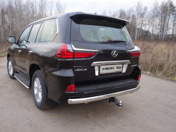 25 499 р. Защита заднего бампера (овальная) ТСС (нержавейка d75х42 мм) Lexus LX570 J200 2-ой рестайлинг (2015-2022)  с доставкой в г. Воронеж. Увеличить фотографию 1