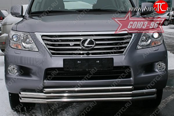 37 349 р. Защита переднего бампера тройная Souz-96 (d60/60/42).  Lexus LX570  J200 (2007-2012) дорестайлинг  с доставкой в г. Воронеж