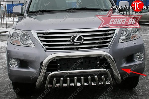 32 849 р. Защита переднего бампера Souz-96 (d76)  Lexus LX570  J200 (2007-2012) дорестайлинг  с доставкой в г. Воронеж