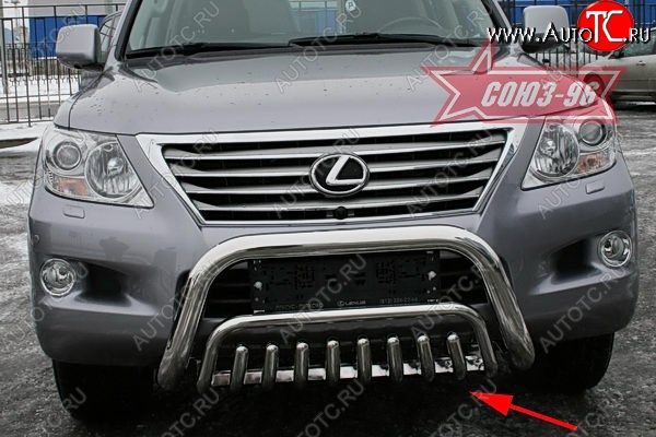 23 849 р. Защита переднего бампера нижняя Souz-96 Lexus LX570 J200 дорестайлинг (2007-2012)  с доставкой в г. Воронеж