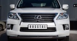 23 999 р. Защита переднего бампера (2 трубыØ42 и 75х42 мм, нержавейка) SLITKOFF Lexus LX570 J200 дорестайлинг (2007-2012)  с доставкой в г. Воронеж. Увеличить фотографию 1