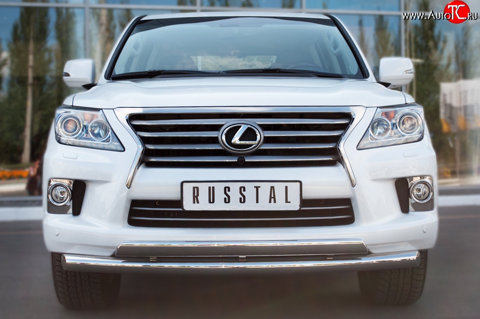 25 999 р. Защита переднего бампера (2 трубыØ76 и 63 мм, нержавейка) Russtal Lexus LX570 J200 дорестайлинг (2007-2012)  с доставкой в г. Воронеж