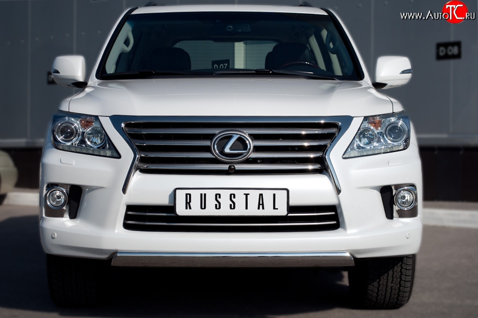 14 999 р. Защита переднего бампера Russtal из овальной трубы диаметром 75x42 мм Lexus LX570 J200 дорестайлинг (2007-2012)  с доставкой в г. Воронеж