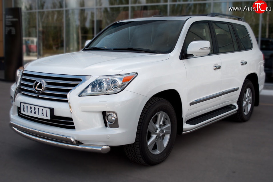 14 999 р. Защита порогов SLITKOFF из круглой трубы диаметром 42 мм (2012-н.в.)  Lexus LX570  J200 (2007-2012) дорестайлинг  с доставкой в г. Воронеж