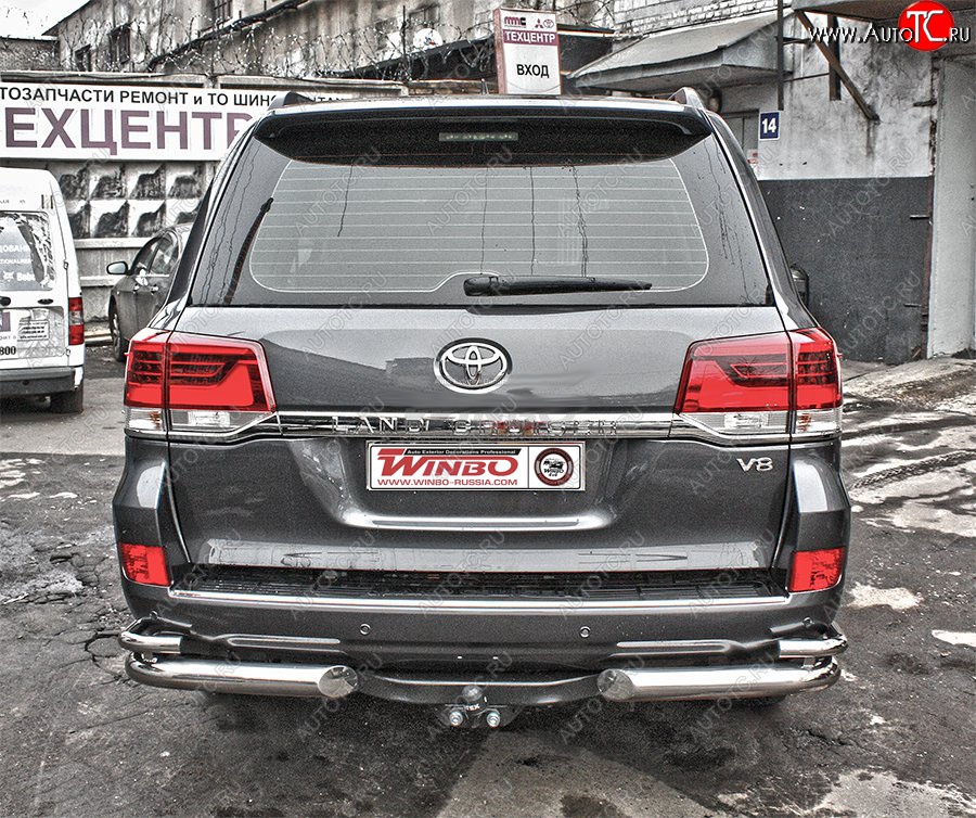 10 999 р. Защита заднего бампера WINBO (уголки, Ø76 и 38 мм, нержавейка) Lexus LX570 J200 дорестайлинг (2007-2012)  с доставкой в г. Воронеж