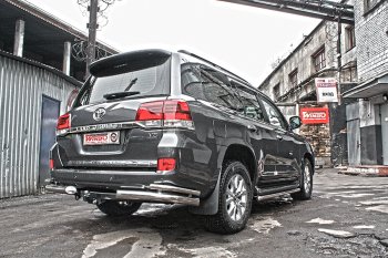 10 999 р. Защита заднего бампера WINBO (уголки, Ø76 и 38 мм, нержавейка) Lexus LX570 J200 дорестайлинг (2007-2012)  с доставкой в г. Воронеж. Увеличить фотографию 2