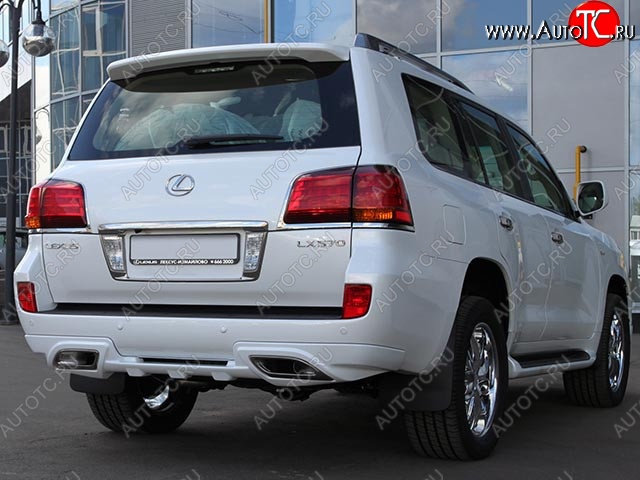 27 499 р. Накладка на задний бампер GOLDMAN EXCLUSIVE Lexus LX570 J200 1-ый рестайлинг (2012-2015) (Неокрашенная)  с доставкой в г. Воронеж