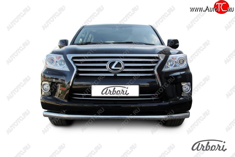18 269 р. Защита переднего бампера Arbori (черная, 1 труба d76 mm).  Lexus LX570  J200 (2012-2015) 1-ый рестайлинг  с доставкой в г. Воронеж