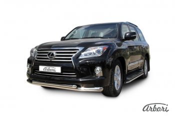 47 999 р. Защита переднего бампера Arbori (нержавейка, 2 трубы d76 и 57 mm)  Lexus LX570  J200 (2012-2015) 1-ый рестайлинг  с доставкой в г. Воронеж. Увеличить фотографию 2