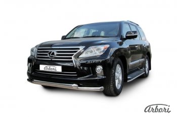 27 089 р. Защита переднего бампера Arbori (нержавейка, 2 трубы d76 mm)  Lexus LX570  J200 (2012-2015) 1-ый рестайлинг  с доставкой в г. Воронеж. Увеличить фотографию 2