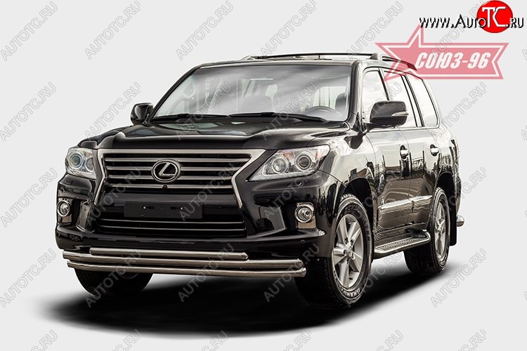35 999 р. Защита переднего бампера тройная Souz-96 (d60/60/42).  Lexus LX570  J200 (2012-2015) 1-ый рестайлинг  с доставкой в г. Воронеж