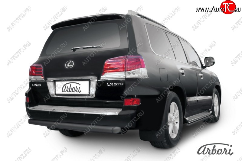 16 109 р. Защита заднего бампера Arbori (черная, 1 труба d76 mm). Lexus LX570 J200 1-ый рестайлинг (2012-2015)  с доставкой в г. Воронеж