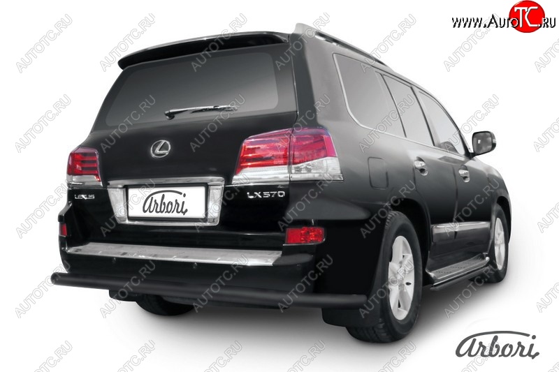 11 789 р. Защита заднего бампера Arbori (черная, 1 труба d76 mm). Lexus LX570 J200 1-ый рестайлинг (2012-2015)  с доставкой в г. Воронеж