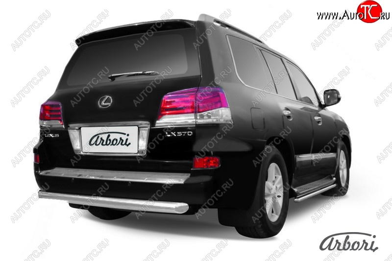 22 139 р. Защита заднего бампера Arbori (нержавейка, 1 труба d76 mm).  Lexus LX570  J200 (2012-2015) 1-ый рестайлинг  с доставкой в г. Воронеж